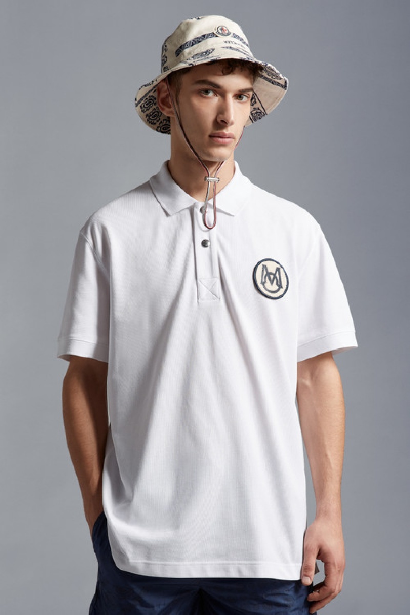 Camisa Polo Moncler Monogram Hombre Blancos | TZXU-67254