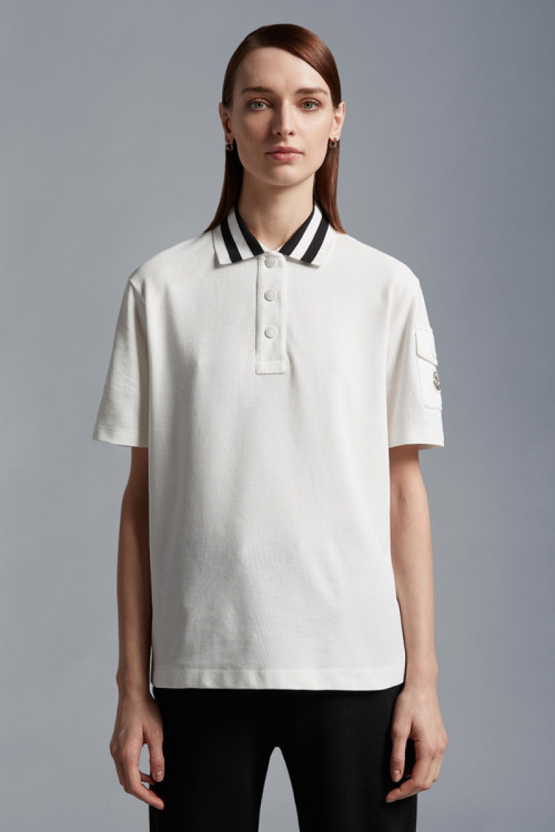 Camisa Polo Moncler Mujer Blancos | DMAH-90475