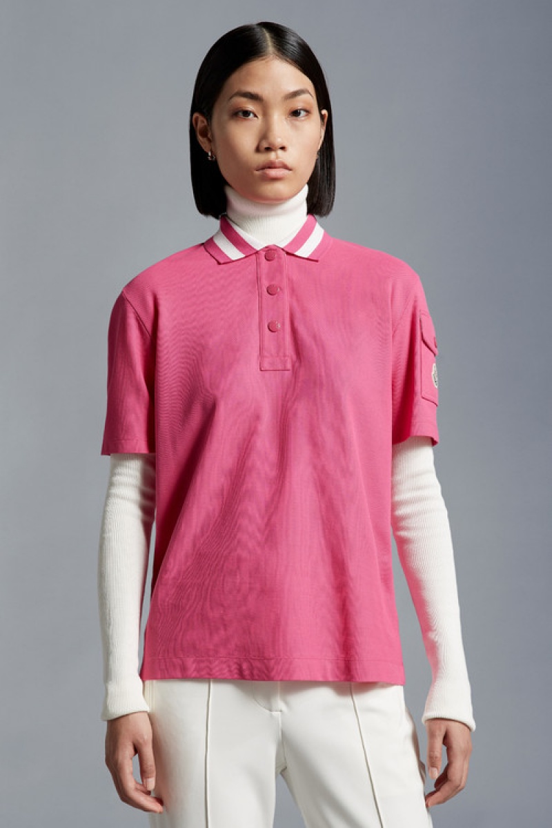 Camisa Polo Moncler Mujer Fucsia | XEIY-54176