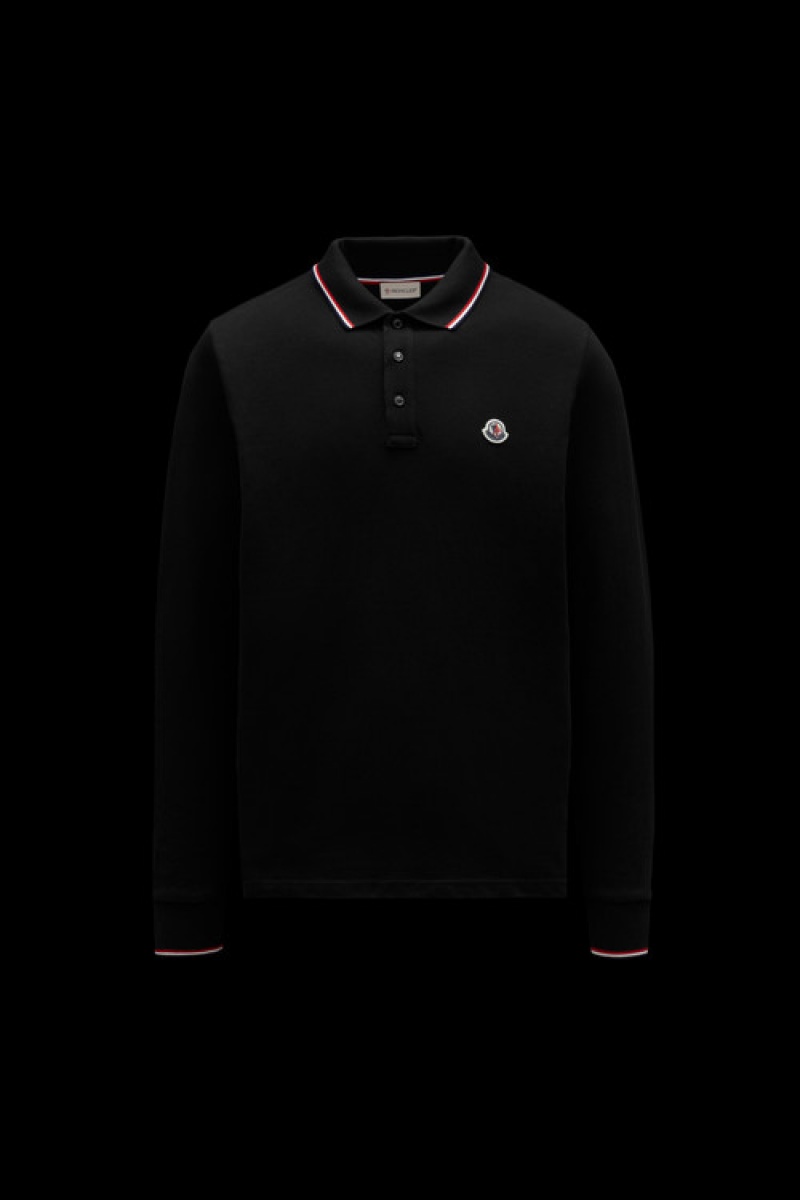 Camisa Polo Moncler Sleeve Hombre Negros | CTEX-79504