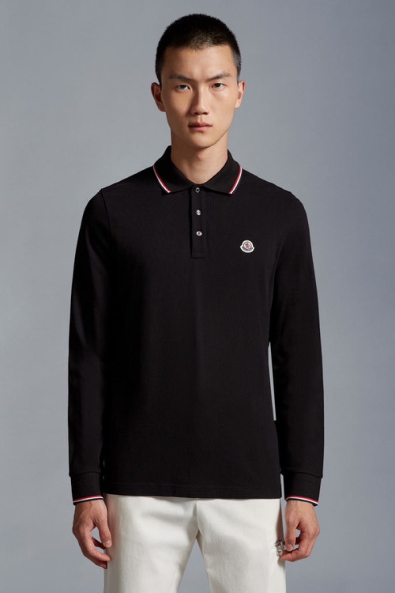 Camisa Polo Moncler Sleeve Hombre Negros | CTEX-79504