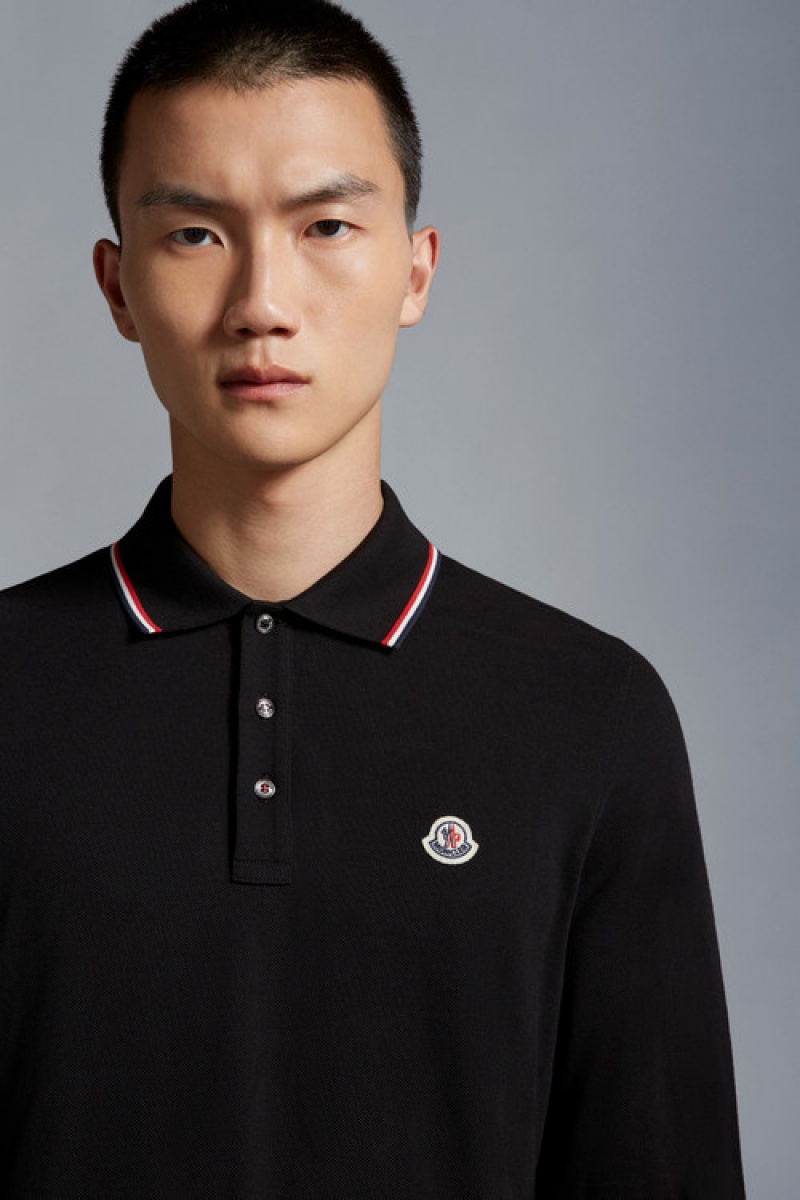 Camisa Polo Moncler Sleeve Hombre Negros | CTEX-79504