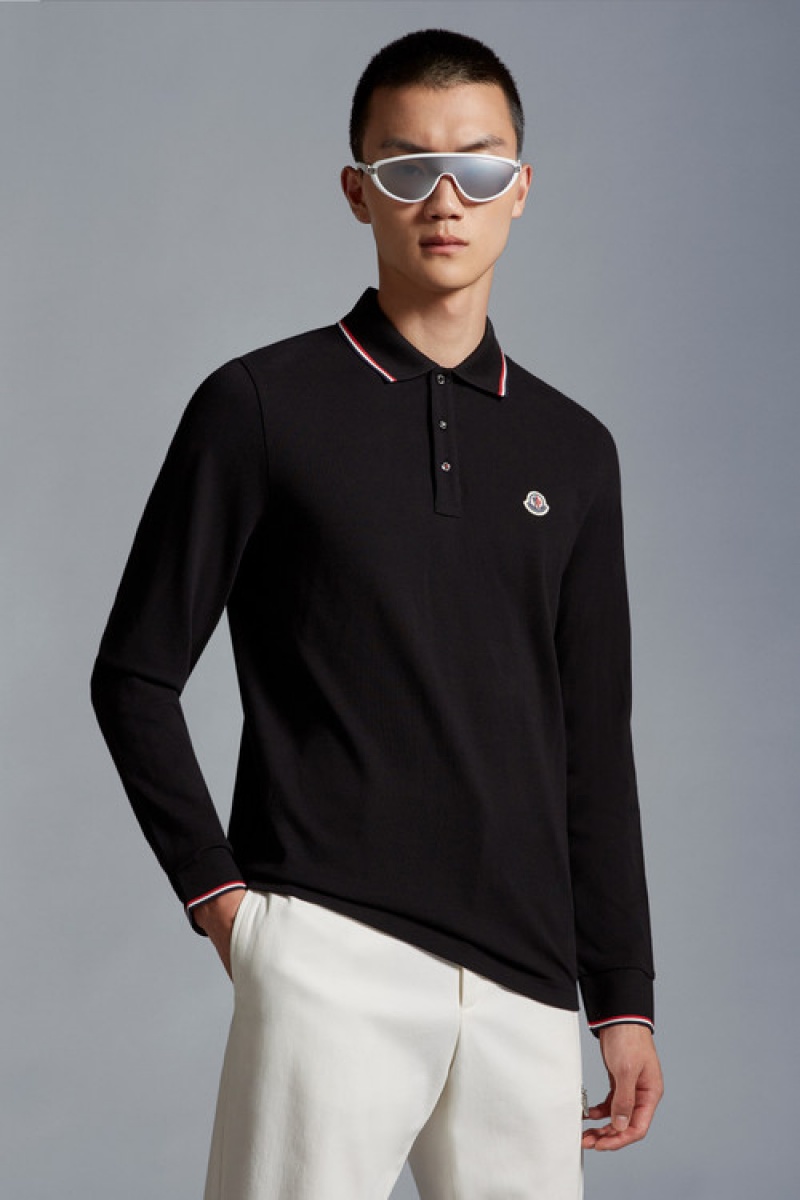 Camisa Polo Moncler Sleeve Hombre Negros | CTEX-79504