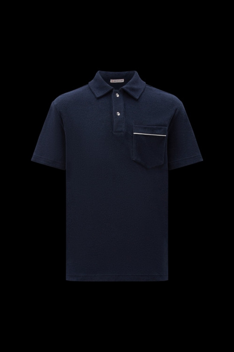 Camisa Polo Moncler Terrycloth Hombre Azul Marino Azules | HSQP-75841