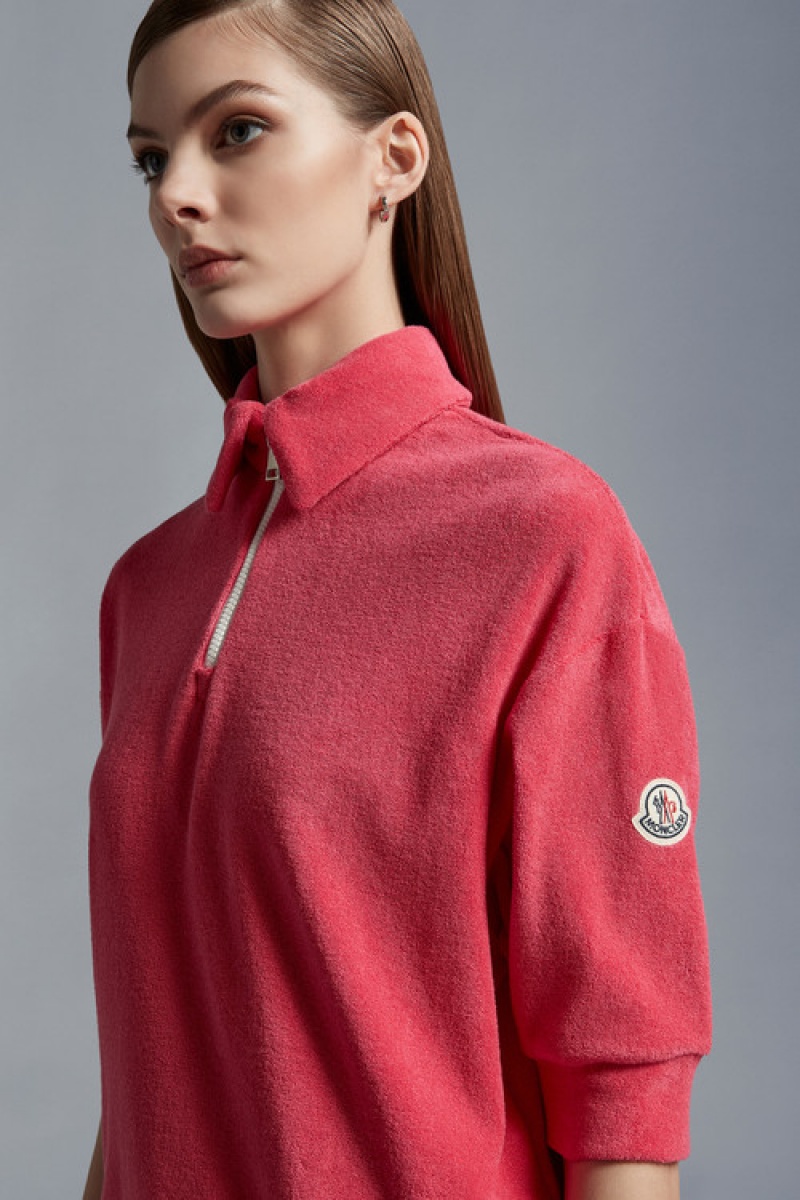 Camisa Polo Moncler Terrycloth Mujer Fucsia | AEFW-50389