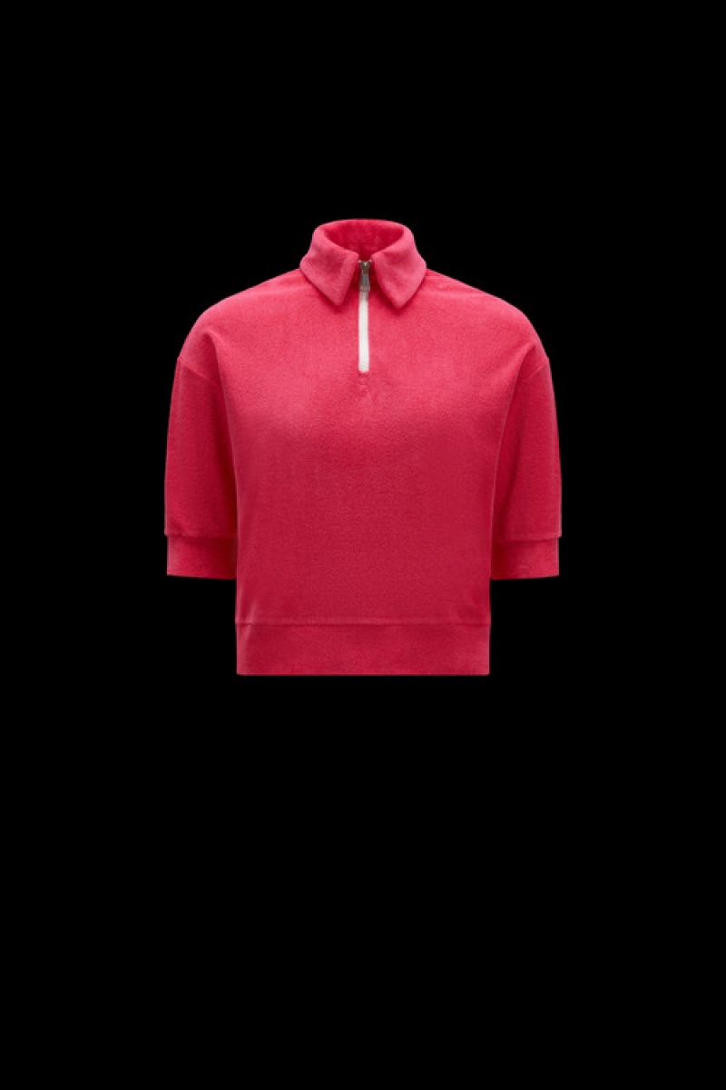 Camisa Polo Moncler Terrycloth Mujer Fucsia | AEFW-50389