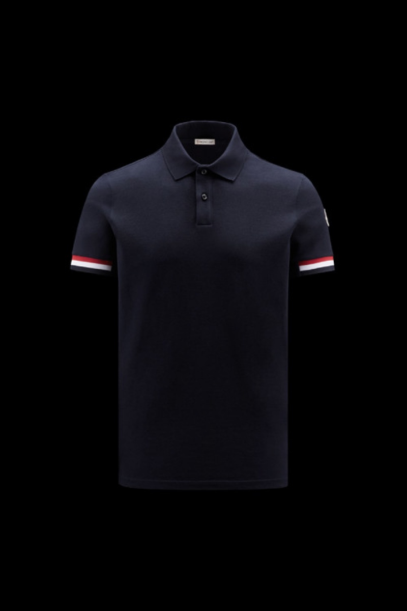 Camisa Polo Moncler Tricolor Accent Hombre Azul Marino Azules | KNRL-65973