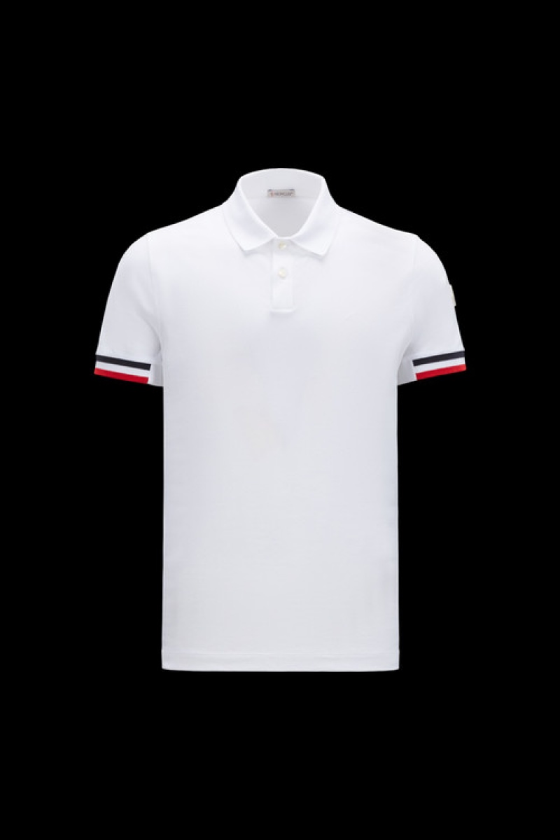 Camisa Polo Moncler Tricolor Accent Hombre Blancos | ZIAG-78056