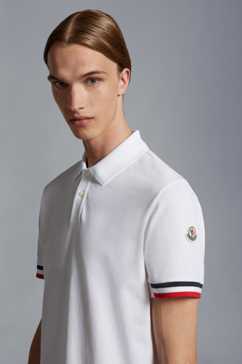 Camisa Polo Moncler Tricolor Accent Hombre Blancos | ZIAG-78056