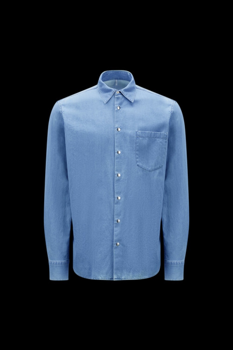 Camisas Moncler Chambray Hombre Azules Claro | VTGW-87450