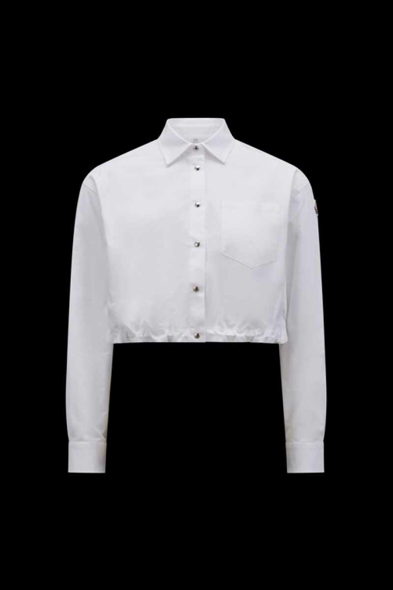 Camisas Moncler Cropped Algodon Mujer Blancos | KOVF-15706