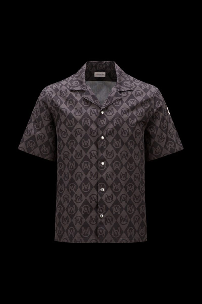 Camisas Moncler Monogram Print Hombre Negros Grises | XYMT-47530