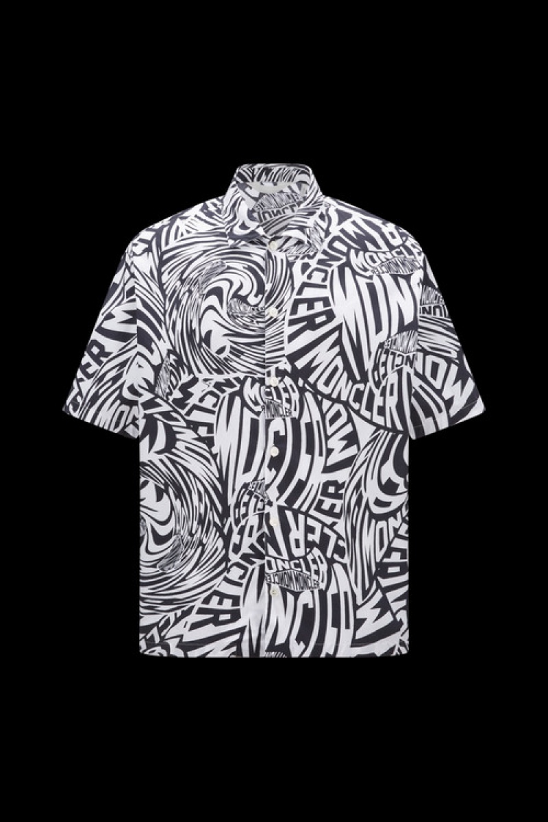 Camisas Moncler Printed Algodon Hombre Blancos Negros | BRNY-08976