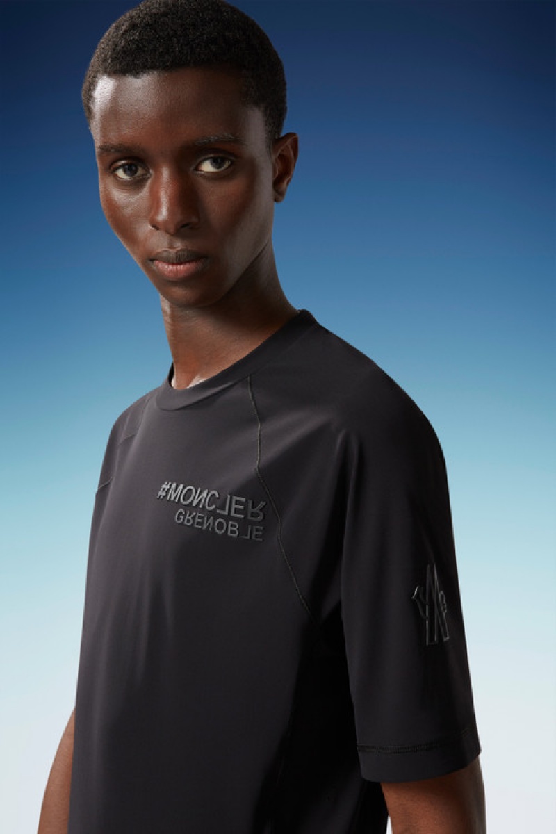 Camiseta Moncler Activewear T Hombre Negros | AQJU-72430