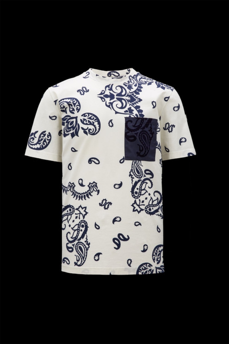 Camiseta Moncler Bandana Print T Hombre Blancos | HPUI-41583