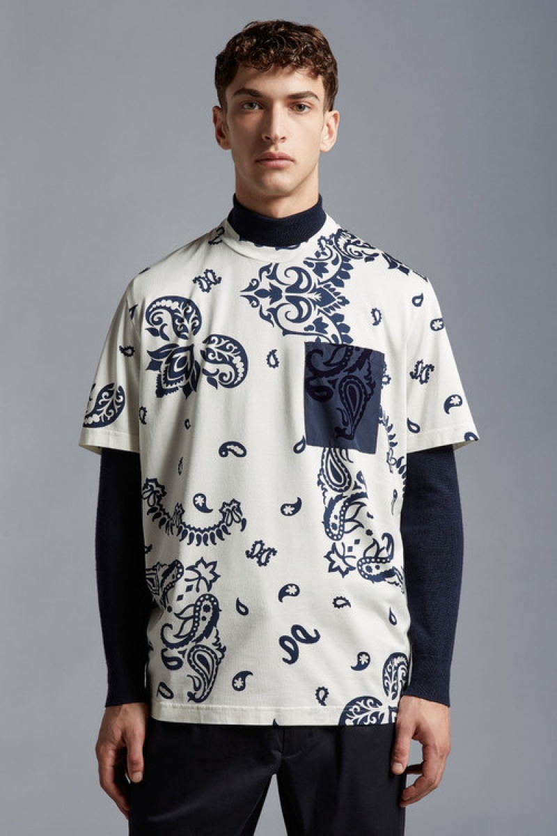 Camiseta Moncler Bandana Print T Hombre Blancos | HPUI-41583