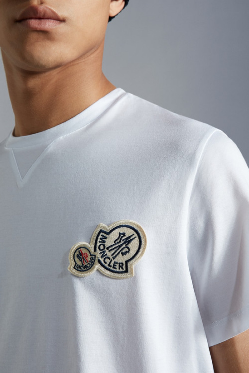 Camiseta Moncler Double Logo T Hombre Blancos | TXFO-65470