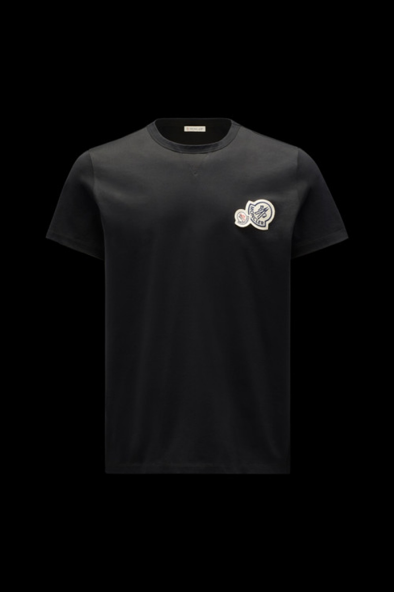 Camiseta Moncler Double Logo T Hombre Negros | XFDE-95281