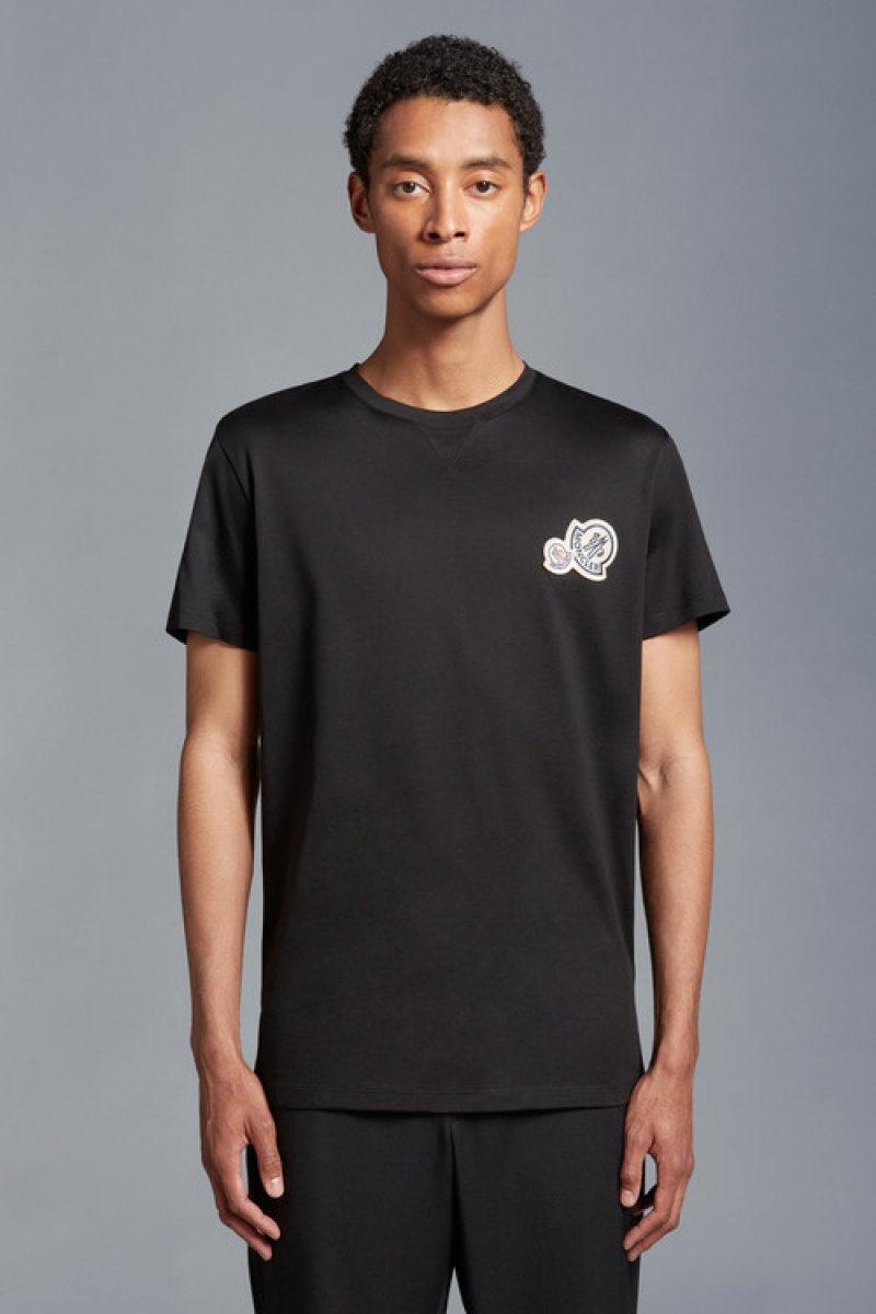 Camiseta Moncler Double Logo T Hombre Negros | XFDE-95281