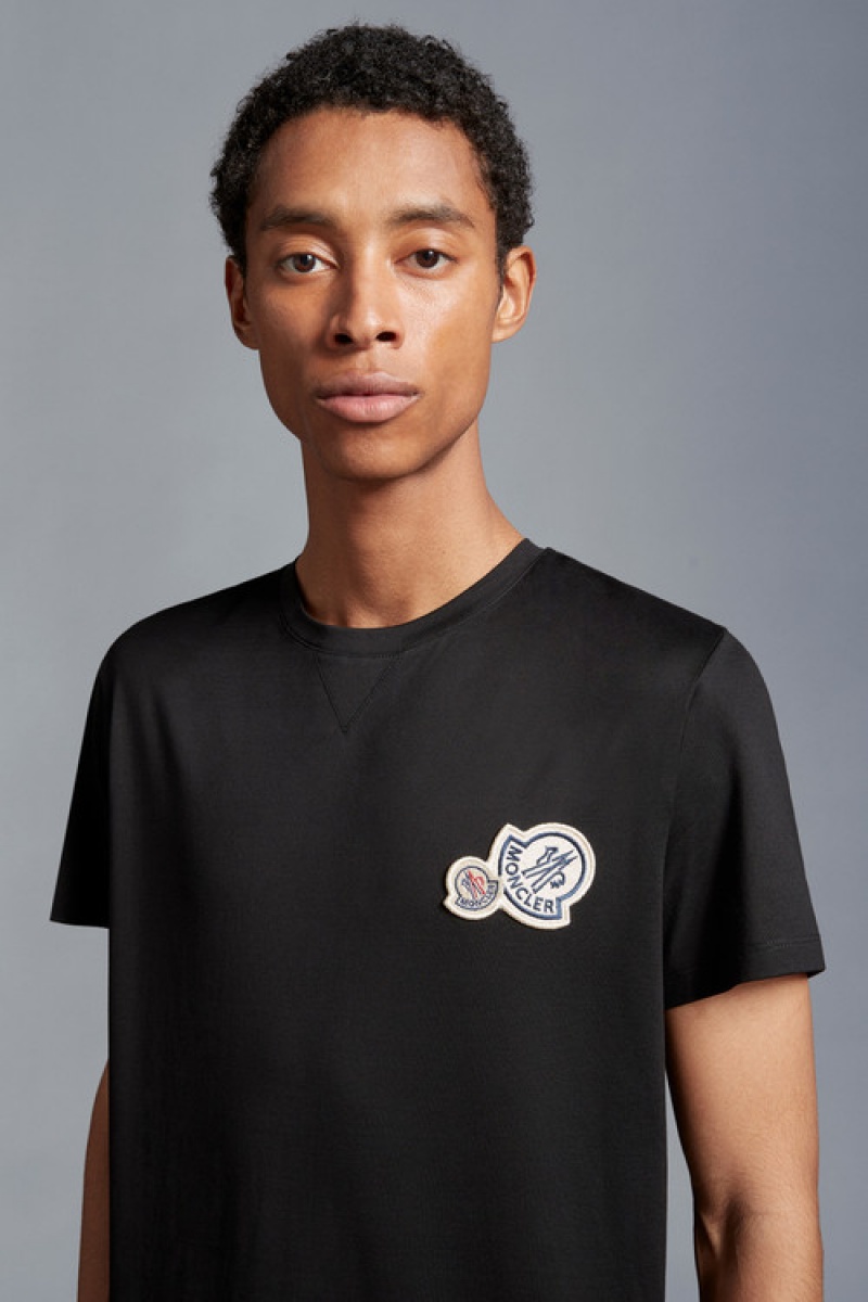 Camiseta Moncler Double Logo T Hombre Negros | XFDE-95281