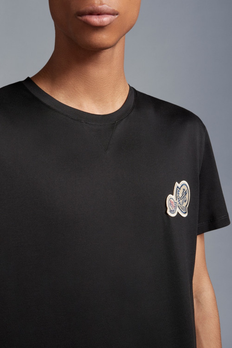 Camiseta Moncler Double Logo T Hombre Negros | XFDE-95281