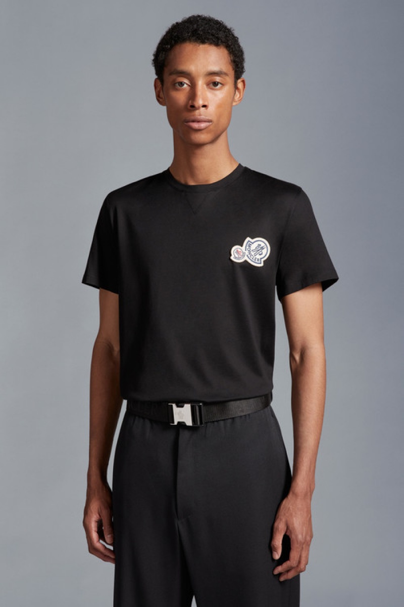 Camiseta Moncler Double Logo T Hombre Negros | XFDE-95281