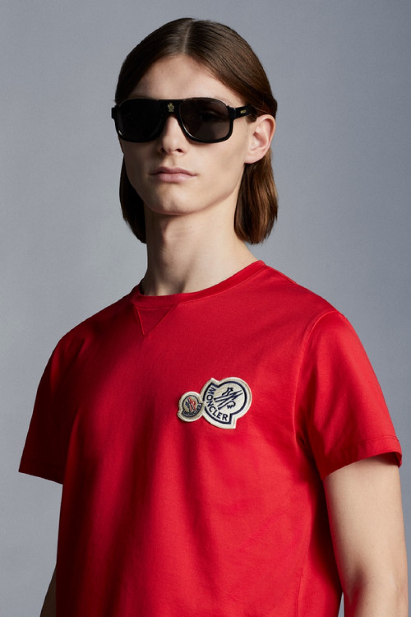 Camiseta Moncler Double Logo T Hombre Rojos Oscuro | NYLV-12567