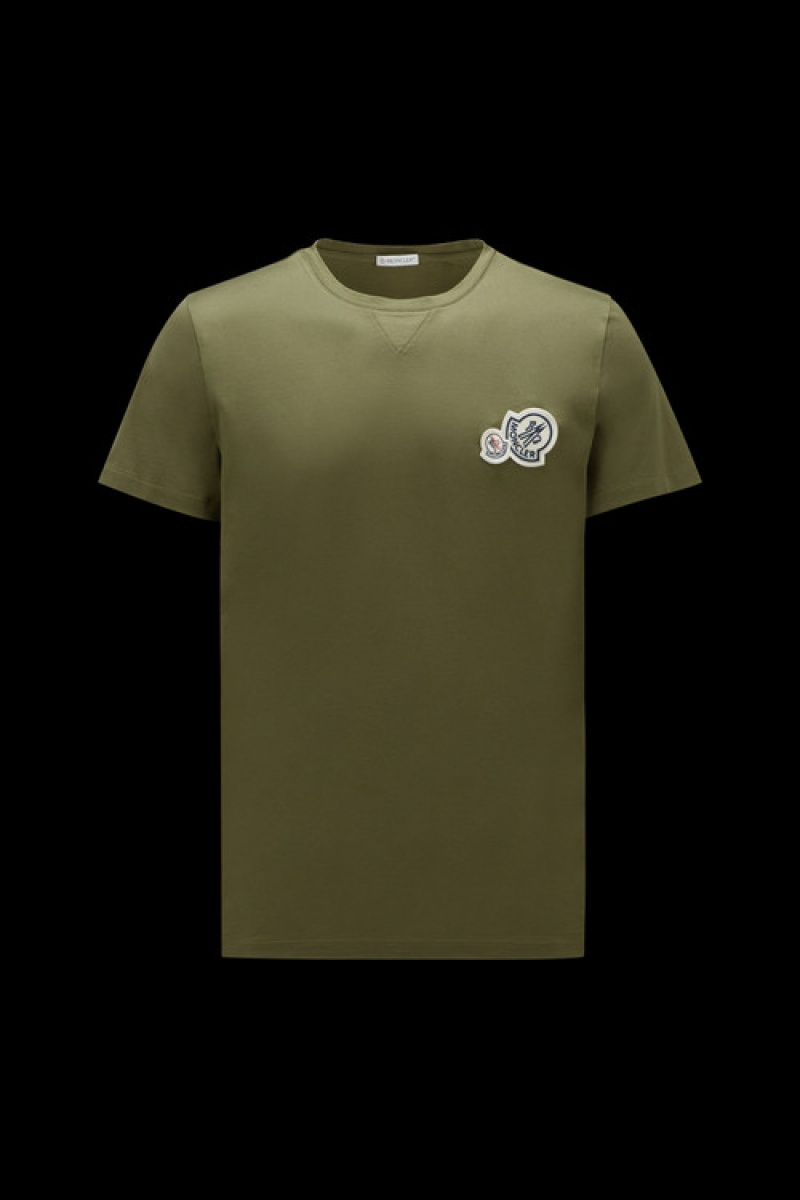 Camiseta Moncler Double Logo T Hombre Verdes | SQZN-50791