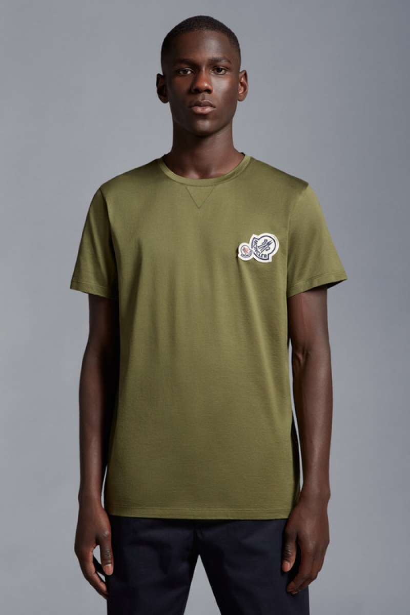 Camiseta Moncler Double Logo T Hombre Verdes | SQZN-50791