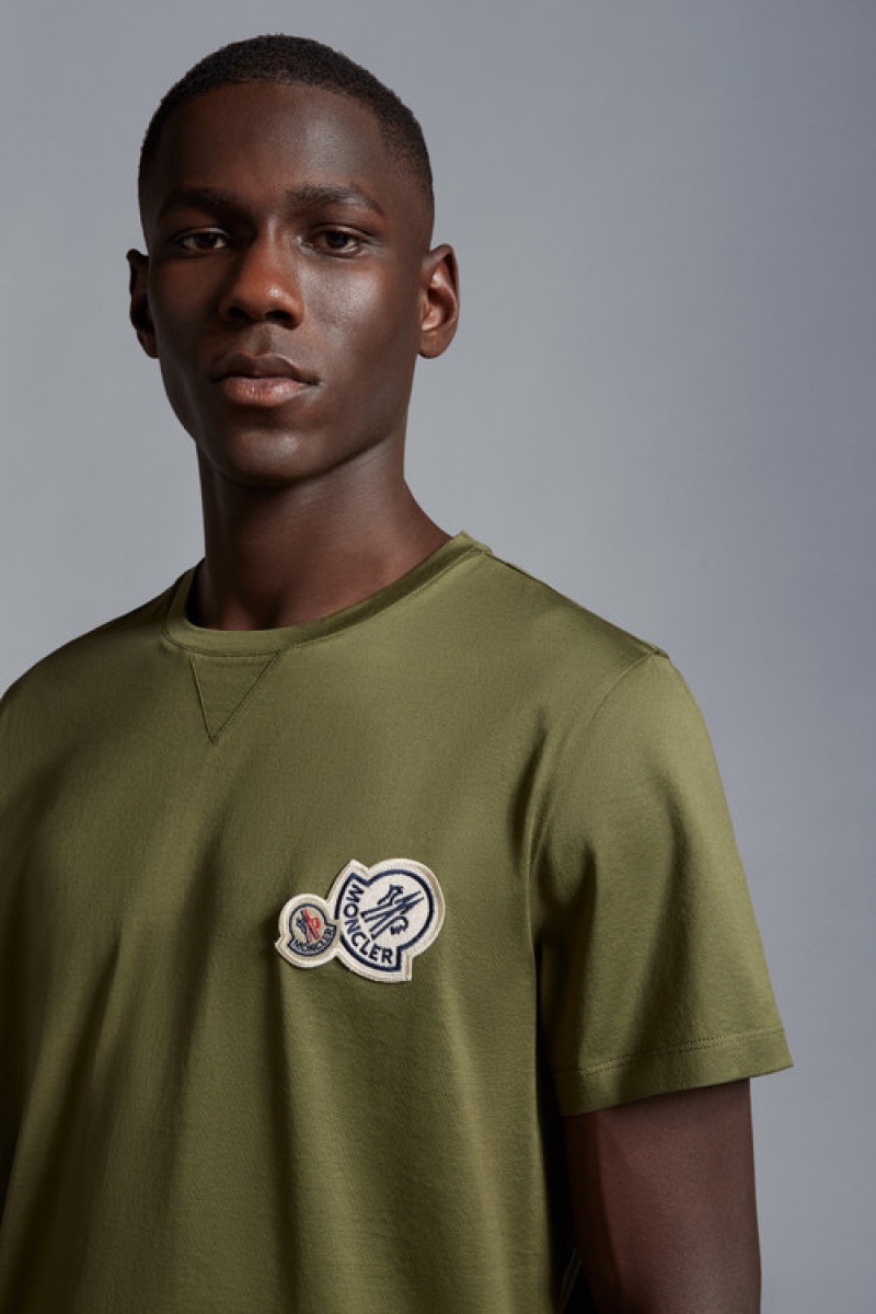 Camiseta Moncler Double Logo T Hombre Verdes | SQZN-50791