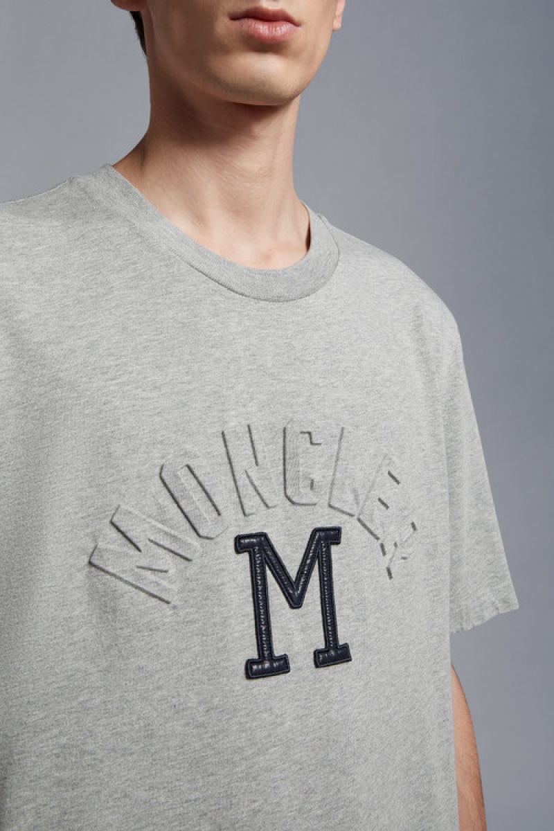 Camiseta Moncler Embroidered Logo T Hombre Grises | AFYR-86170