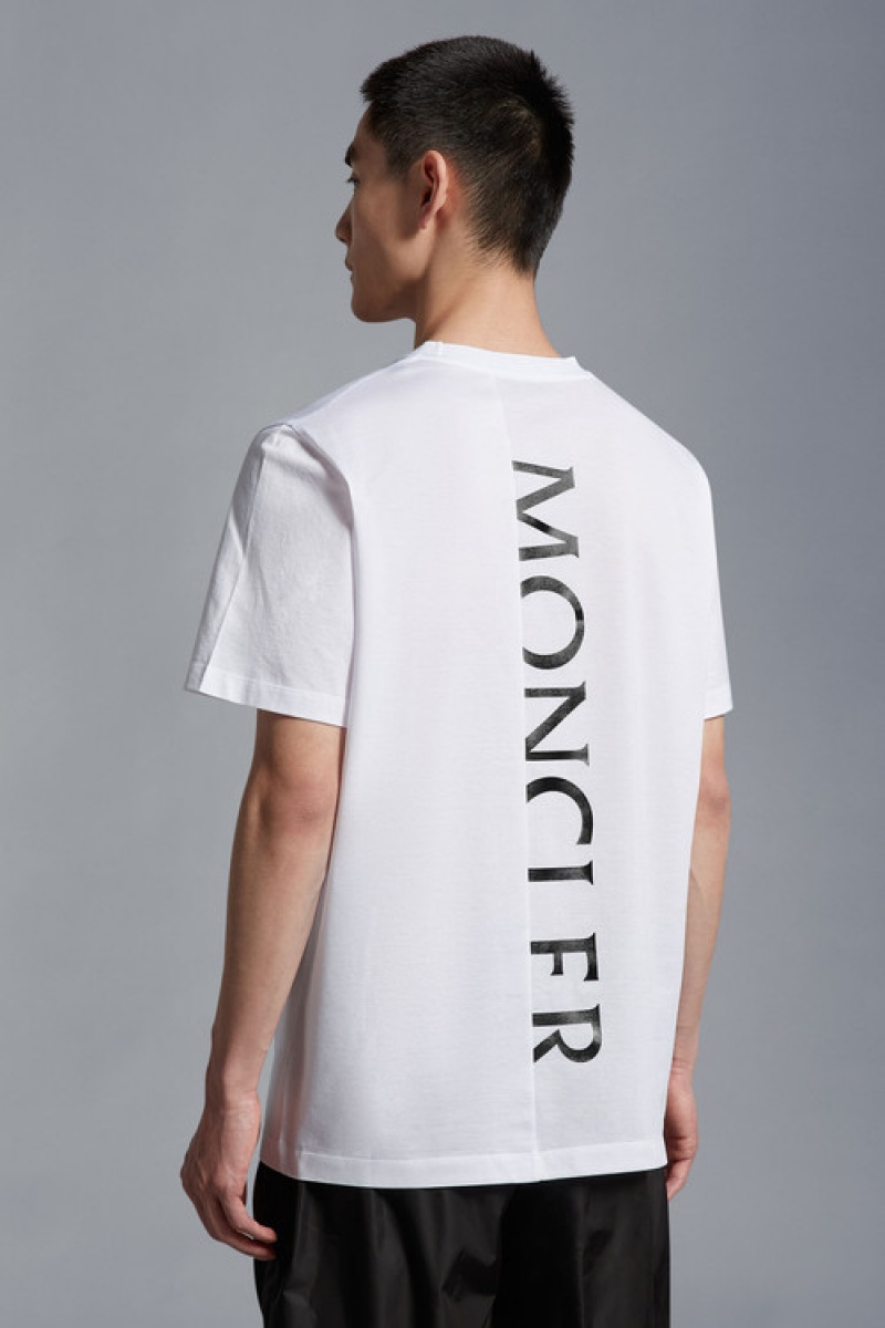 Camiseta Moncler Lettering Estampados T Hombre Blancos | IHYM-84156