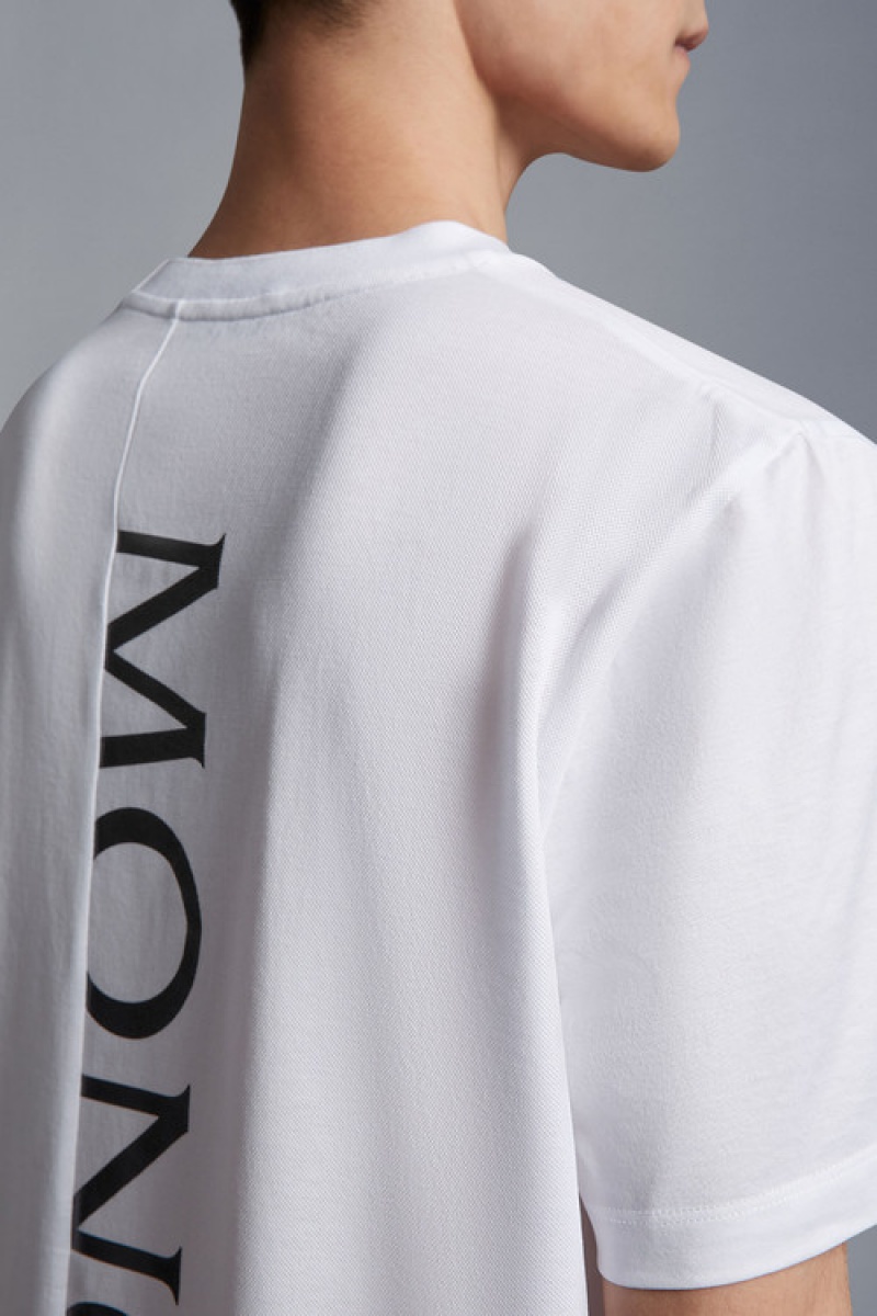 Camiseta Moncler Lettering Estampados T Hombre Blancos | IHYM-84156