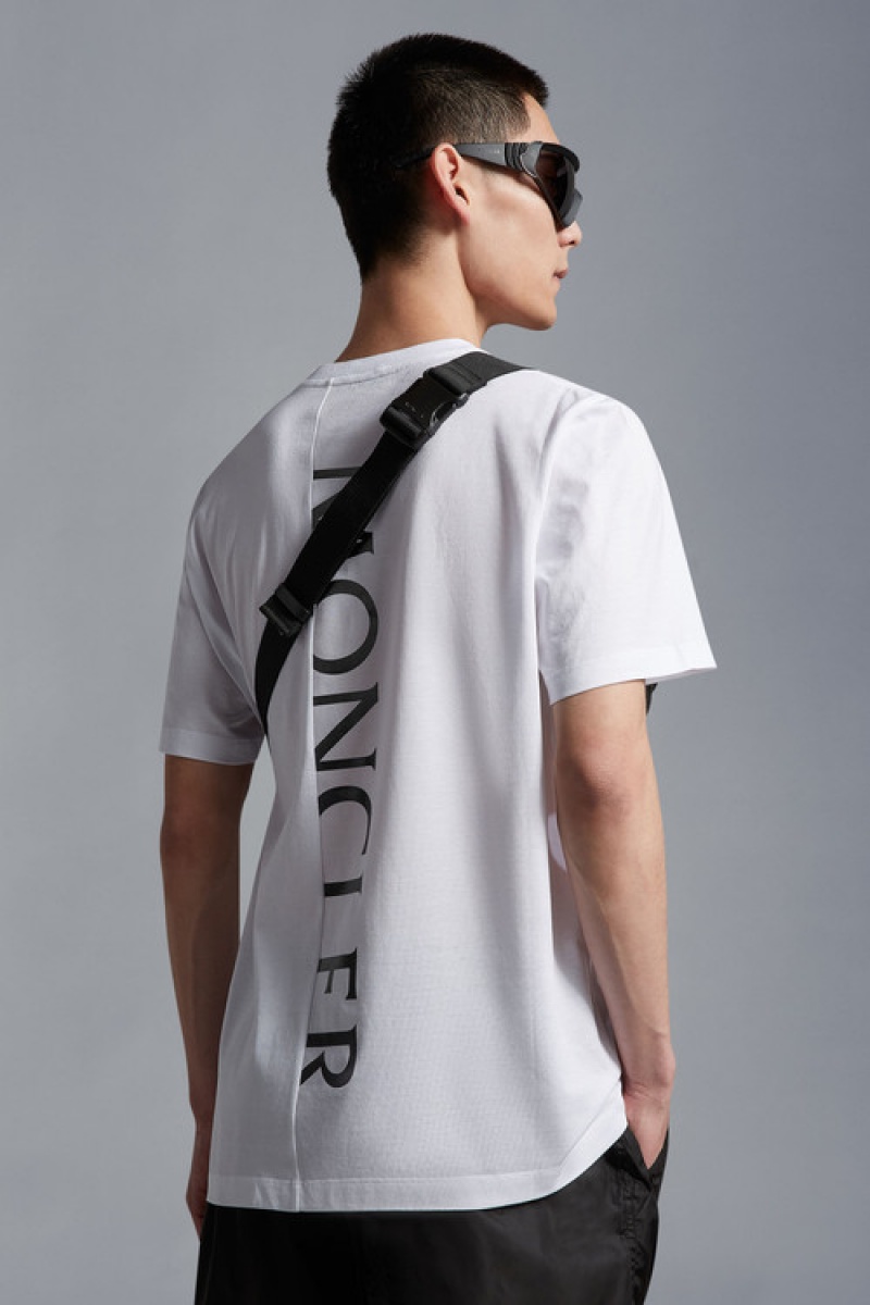 Camiseta Moncler Lettering Estampados T Hombre Blancos | IHYM-84156