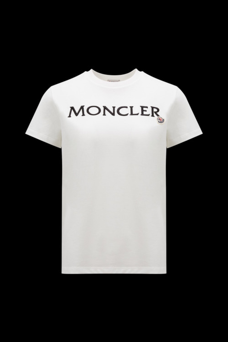 Camiseta Moncler Logo Embroidered T Mujer Blancos | KGAR-54196