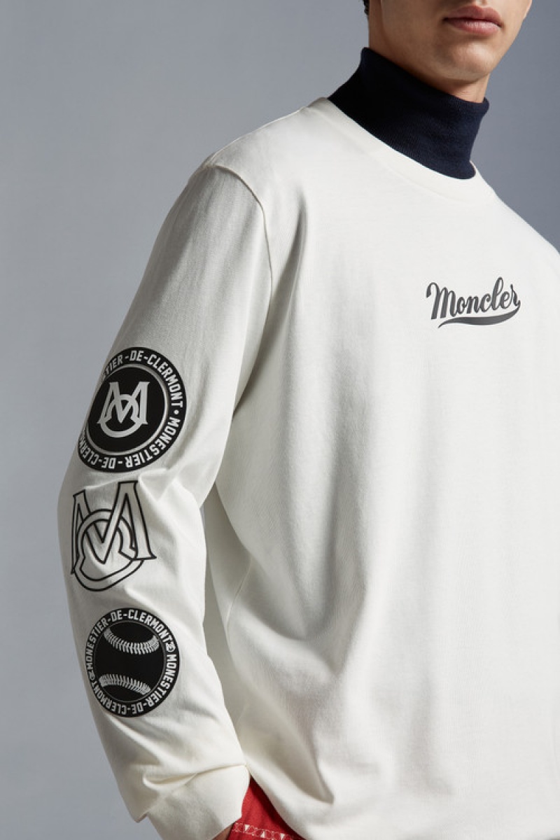 Camiseta Moncler Logo Sleeve T Hombre Blancos | XRNJ-87312