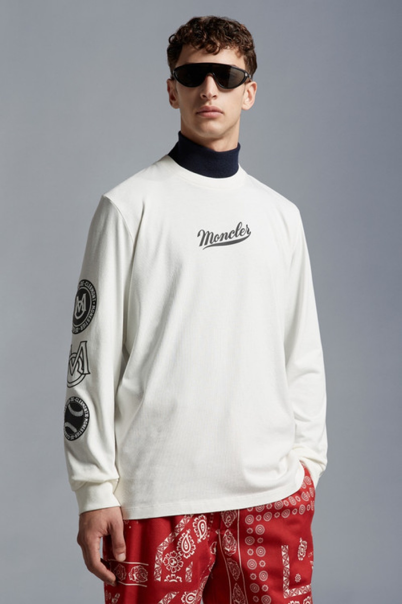 Camiseta Moncler Logo Sleeve T Hombre Blancos | XRNJ-87312