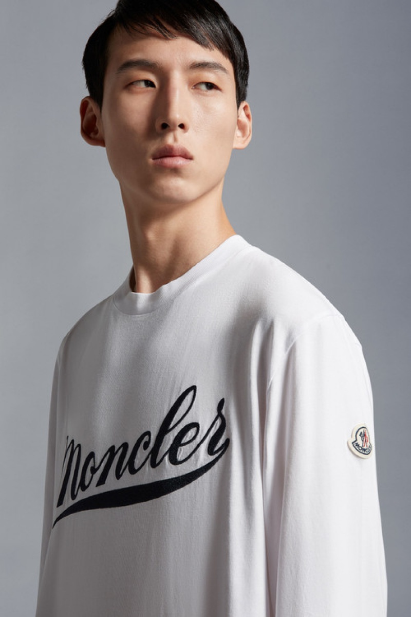 Camiseta Moncler Logo Sleeve T Hombre Blancos | PSTC-70261