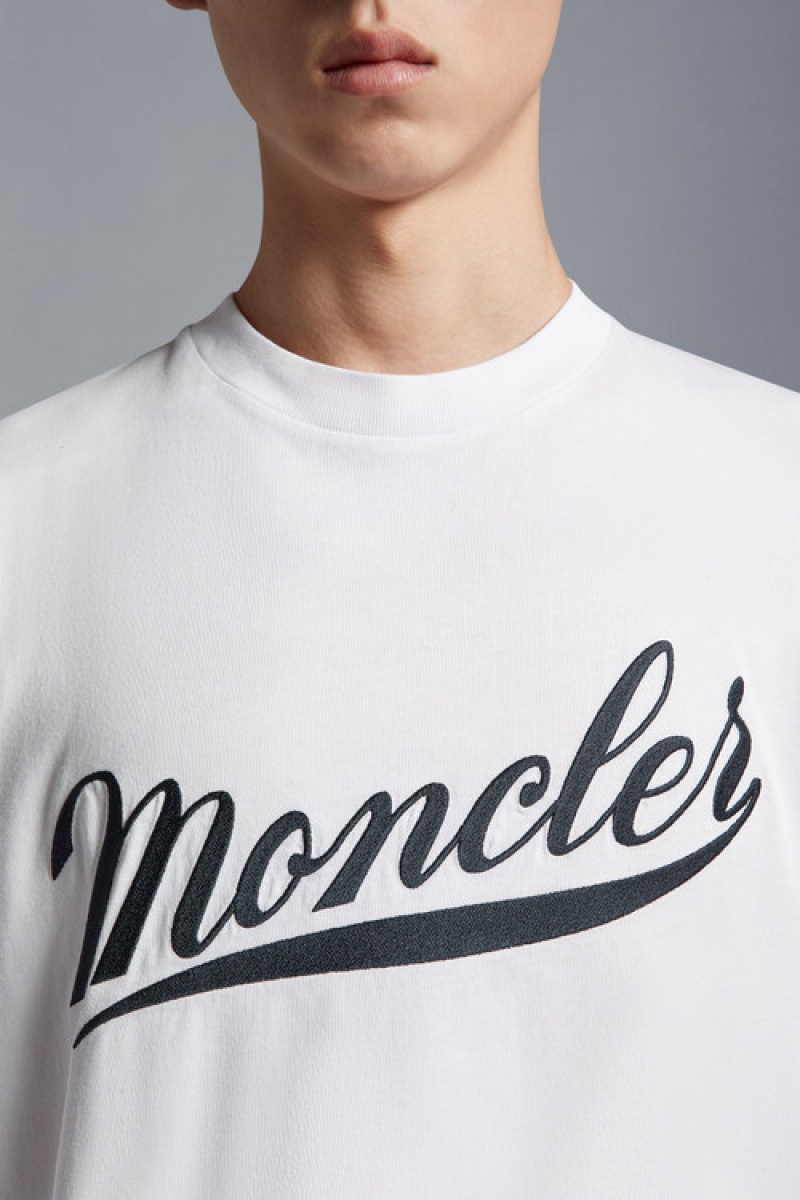 Camiseta Moncler Logo Sleeve T Hombre Blancos | PSTC-70261