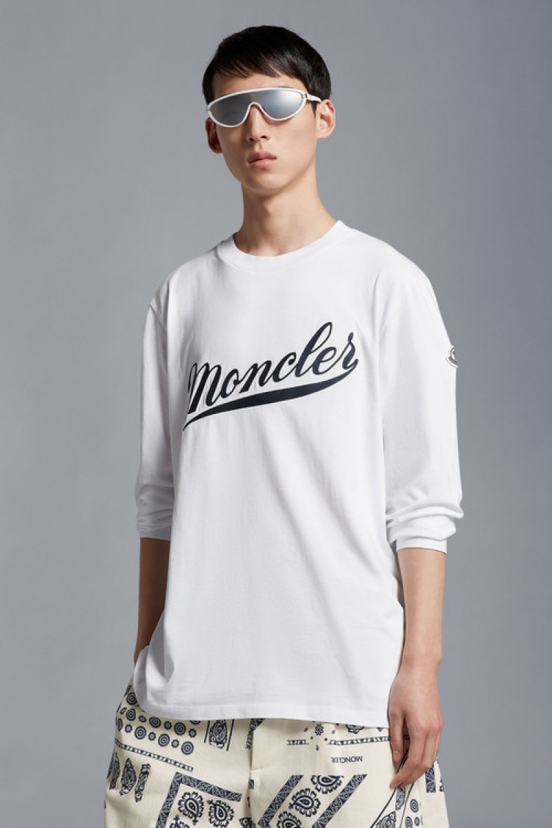 Camiseta Moncler Logo Sleeve T Hombre Blancos | PSTC-70261