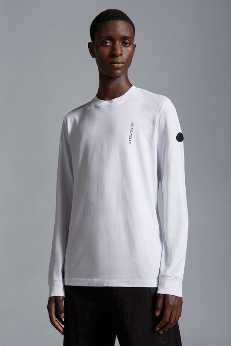 Camiseta Moncler Logo Sleeve T Hombre Blancos | NFCY-03965