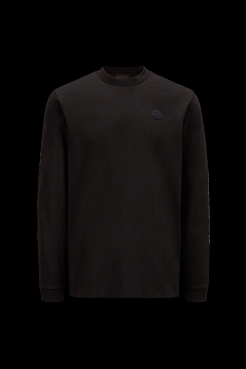 Camiseta Moncler Logo Sleeve T Hombre Negros | SOEN-59240