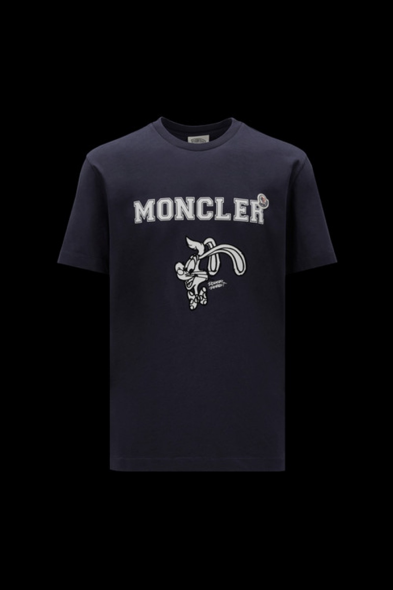 Camiseta Moncler Logo T Hombre Azul Marino Azules | ROGC-18570