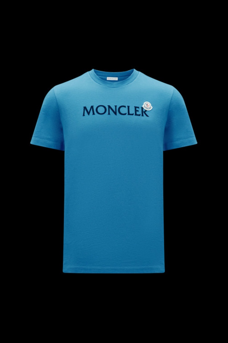 Camiseta Moncler Logo T Hombre Azules Claro | OYBZ-32061