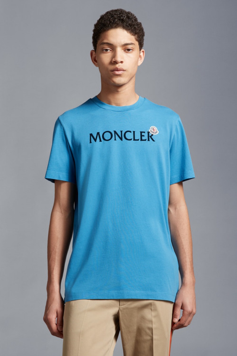 Camiseta Moncler Logo T Hombre Azules Claro | OYBZ-32061