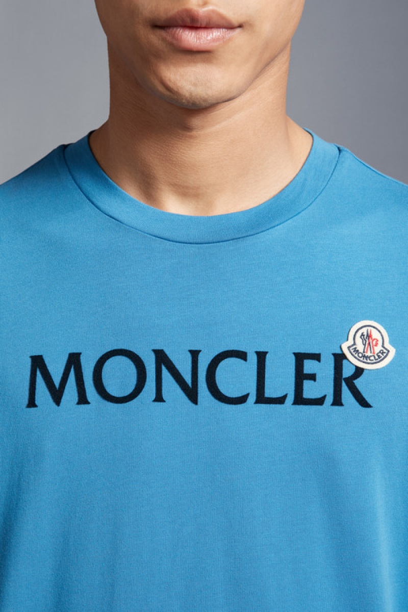 Camiseta Moncler Logo T Hombre Azules Claro | OYBZ-32061