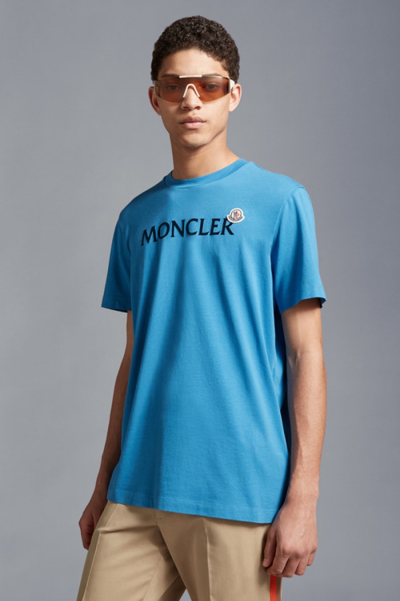 Camiseta Moncler Logo T Hombre Azules Claro | OYBZ-32061