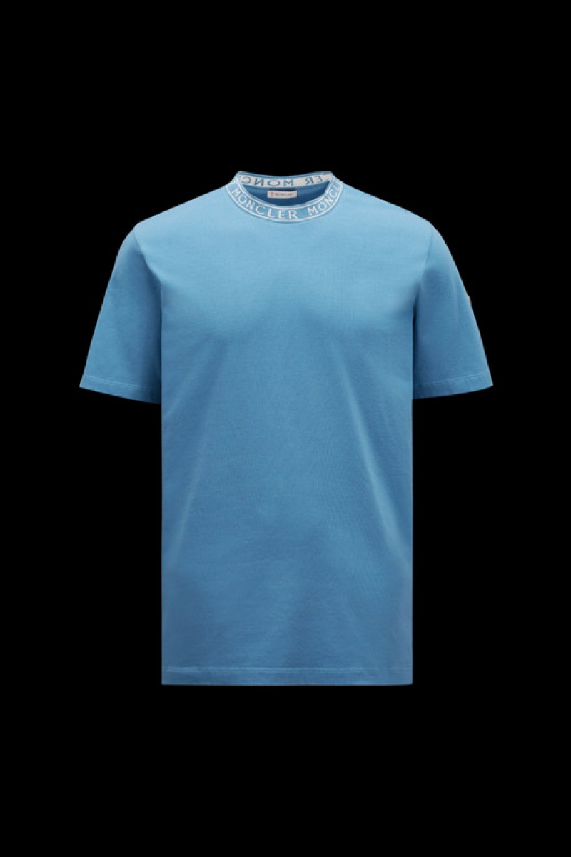 Camiseta Moncler Logo T Hombre Azules Oscuro | UJWF-13297