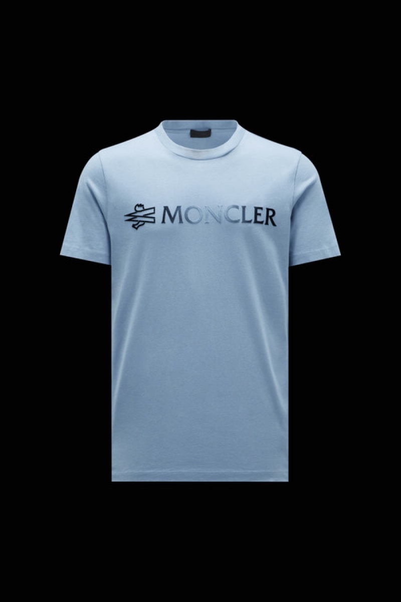 Camiseta Moncler Logo T Hombre Azules | FUGM-82495