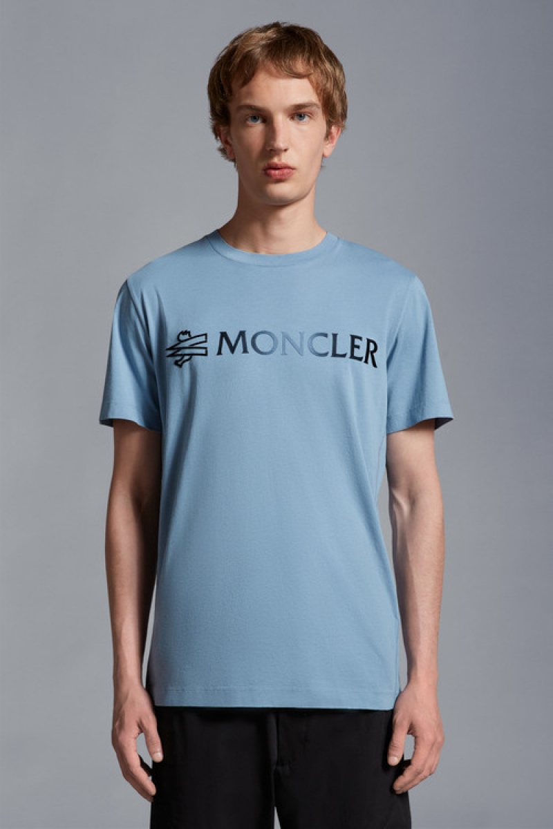 Camiseta Moncler Logo T Hombre Azules | FUGM-82495